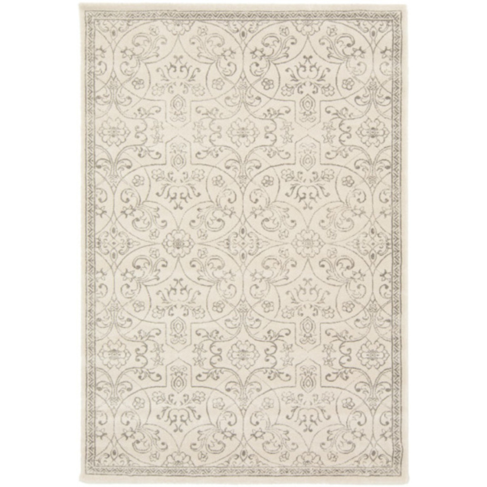 Tapis à motif floral oriental - arabesque - écru - 80 x 150 cm