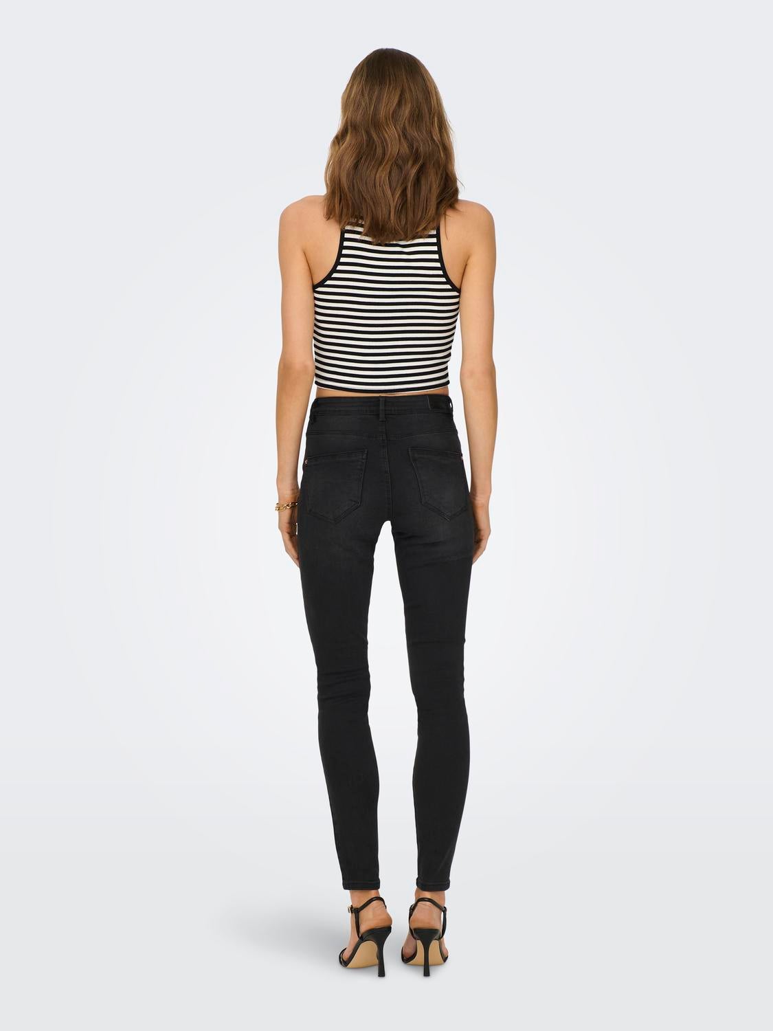 ONLWAUW Mittlere Taille Skinny Fit Jeans Washed Black