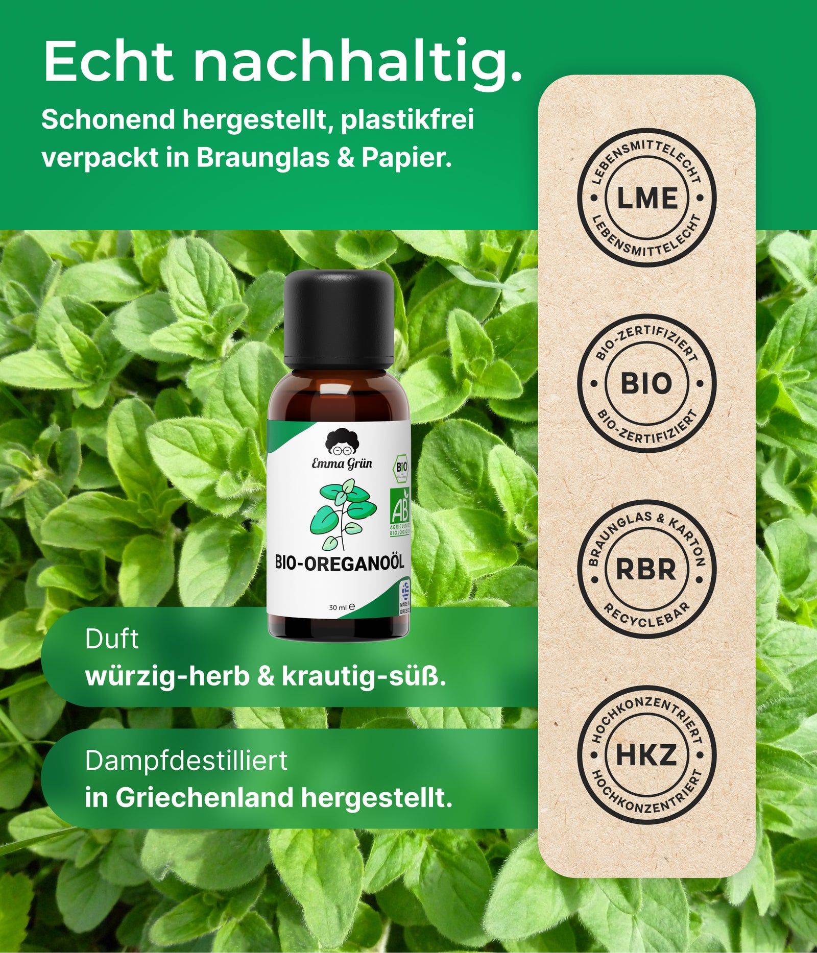 Emma Grün® ätherisches Bio Oreganoöl naturrein & hochdosiert