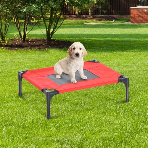 Cama elevatória para animais de estimação PawHut para uso externo, vermelha