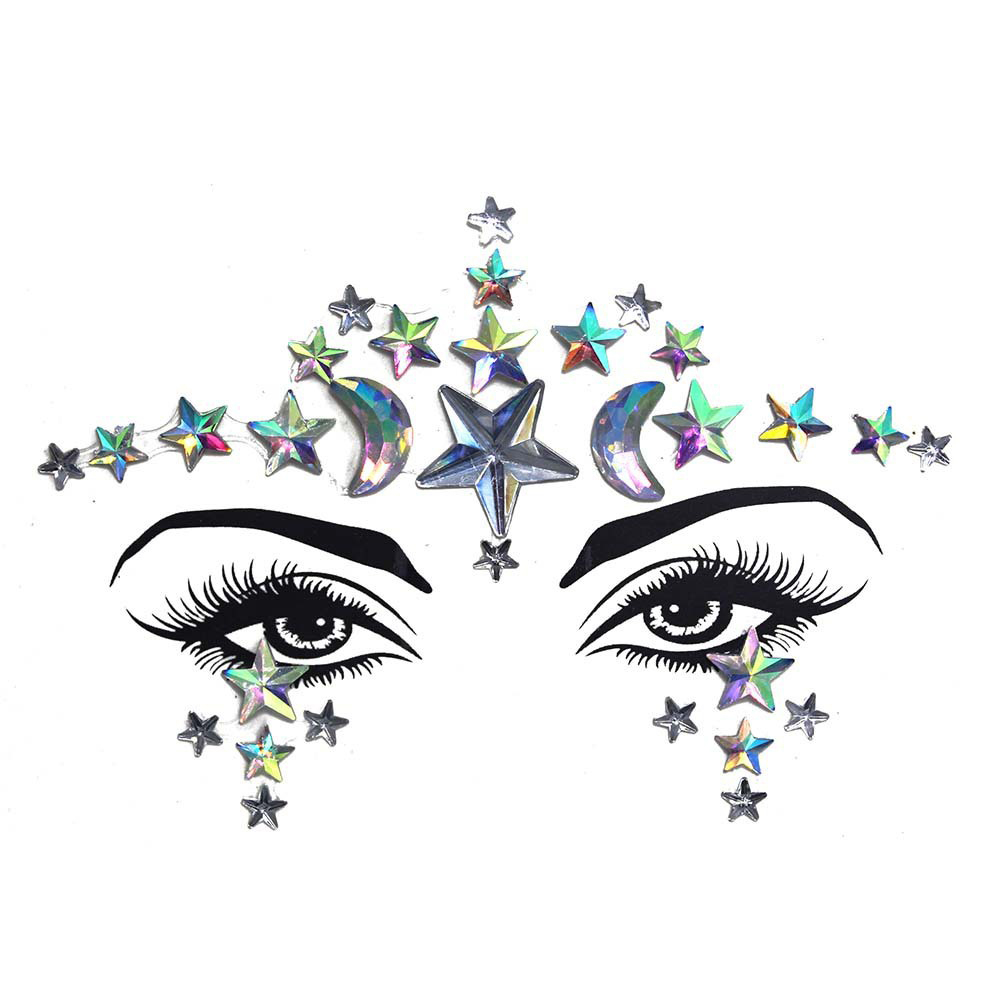 Strass Festival Gesichts- und Körper Aufkleber Temporary Tattoo Haut Sticker - Style 14