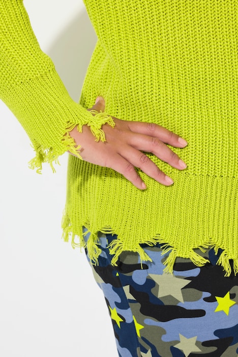 Pullover, oversized, Fransen, Langarm