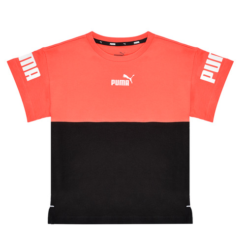 Puma - PUMA POWER COLORBLOCK TEE - Noir / Orange