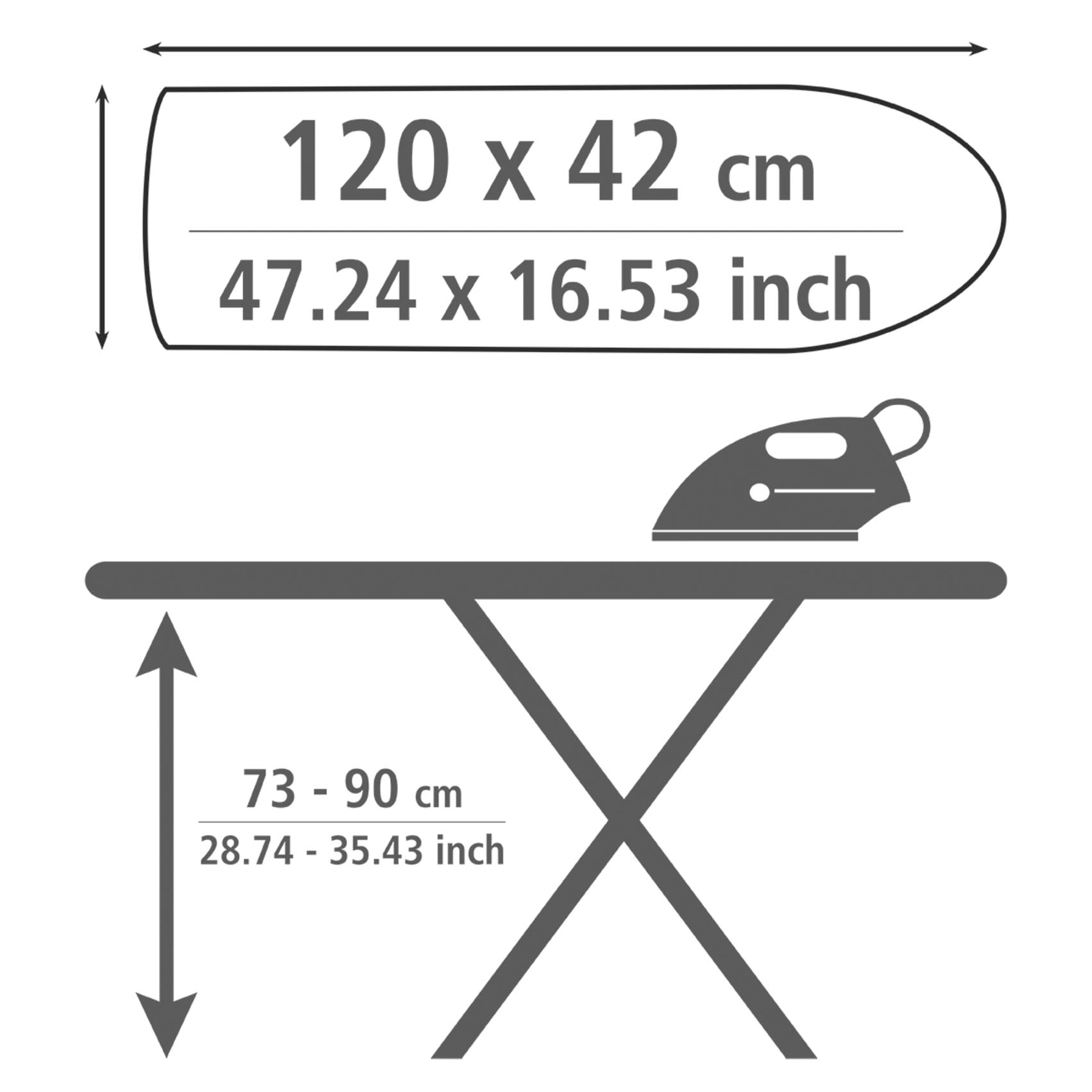 WENKO Bügelbrett »Modell Advance« Bügelfläche 120 cmx42 cm höhenverstellbarer Bügeltisch, platzsparend klappbar