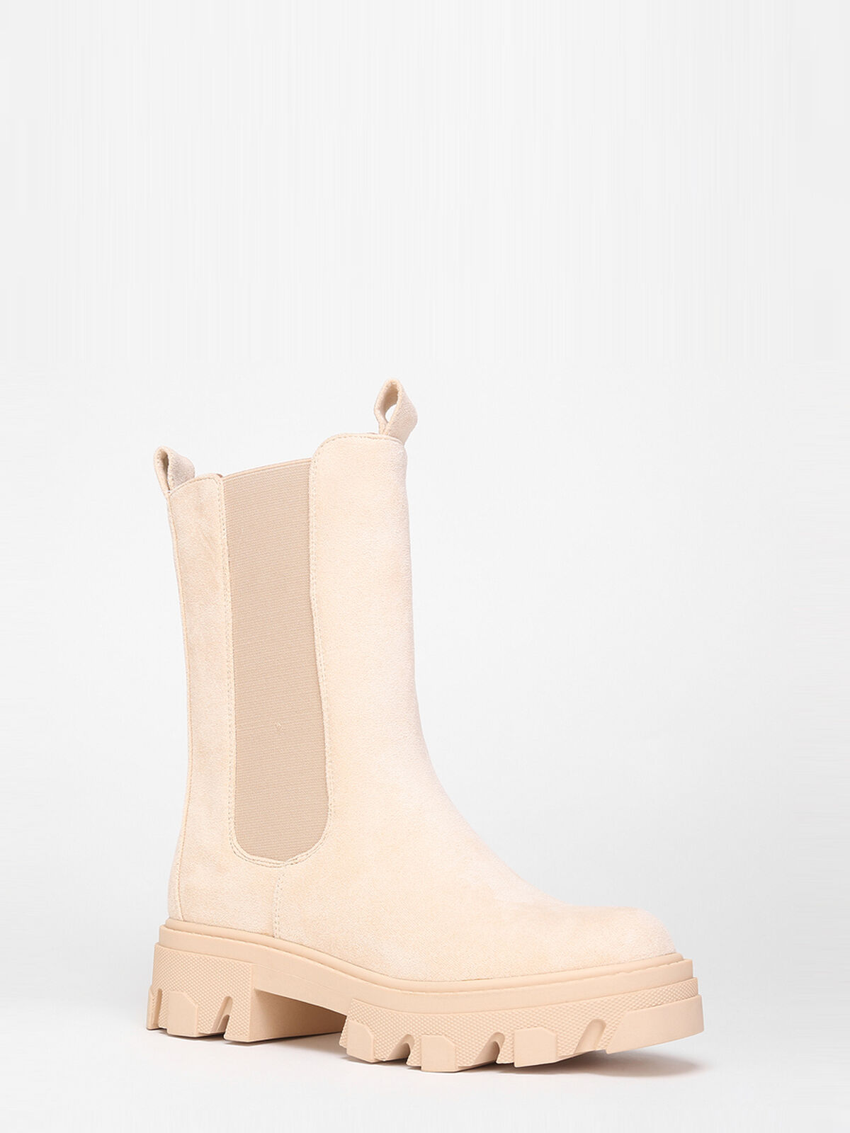 Bottines style chelsea en suédine- Beige