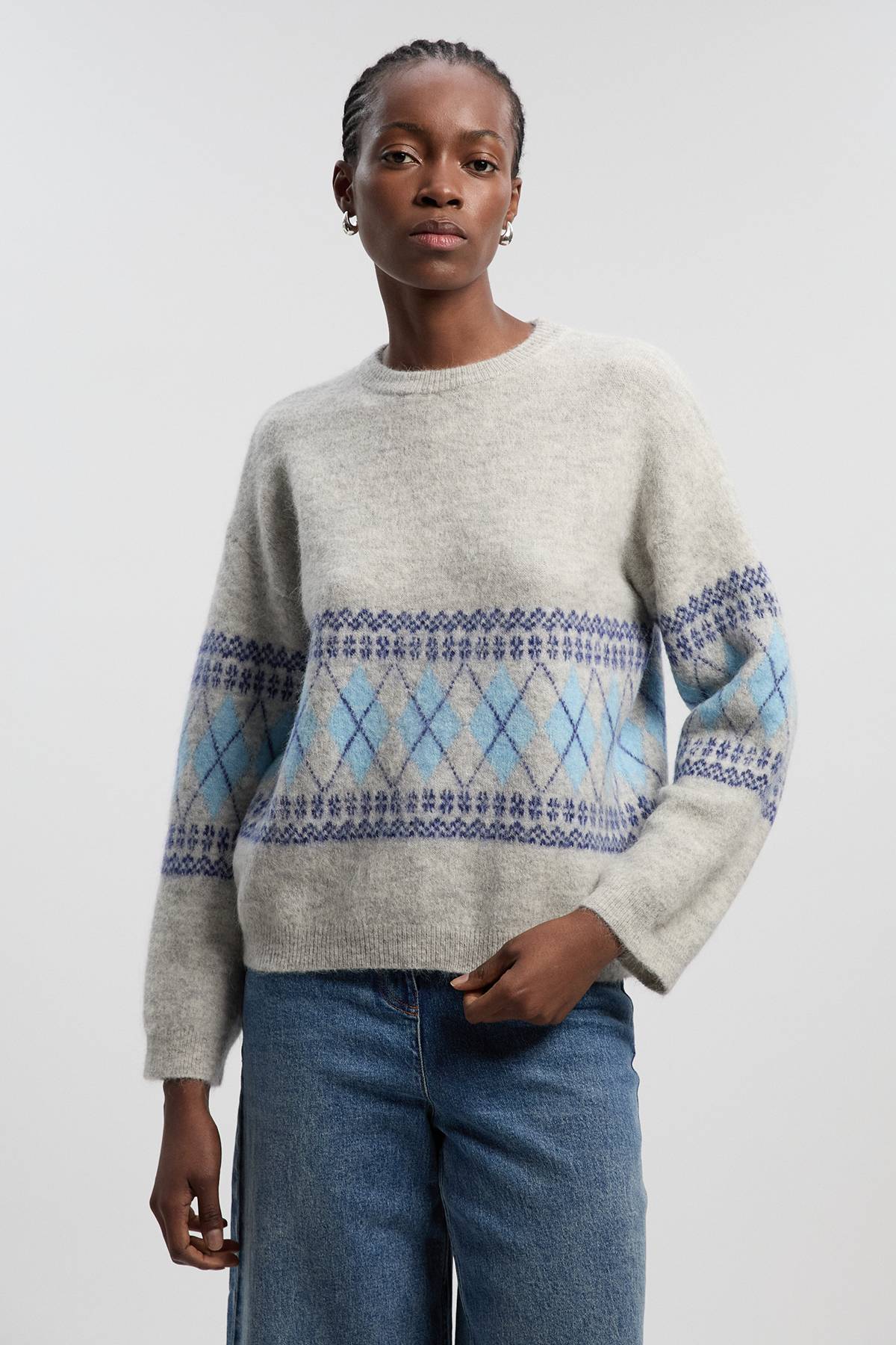 KarenMillen synthétiquell Tricoté Fairisle en Mélange de Laine d'Alpaga Premium