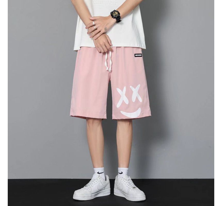 Cowpow - Mid Rise Smiley Face Print Shorts