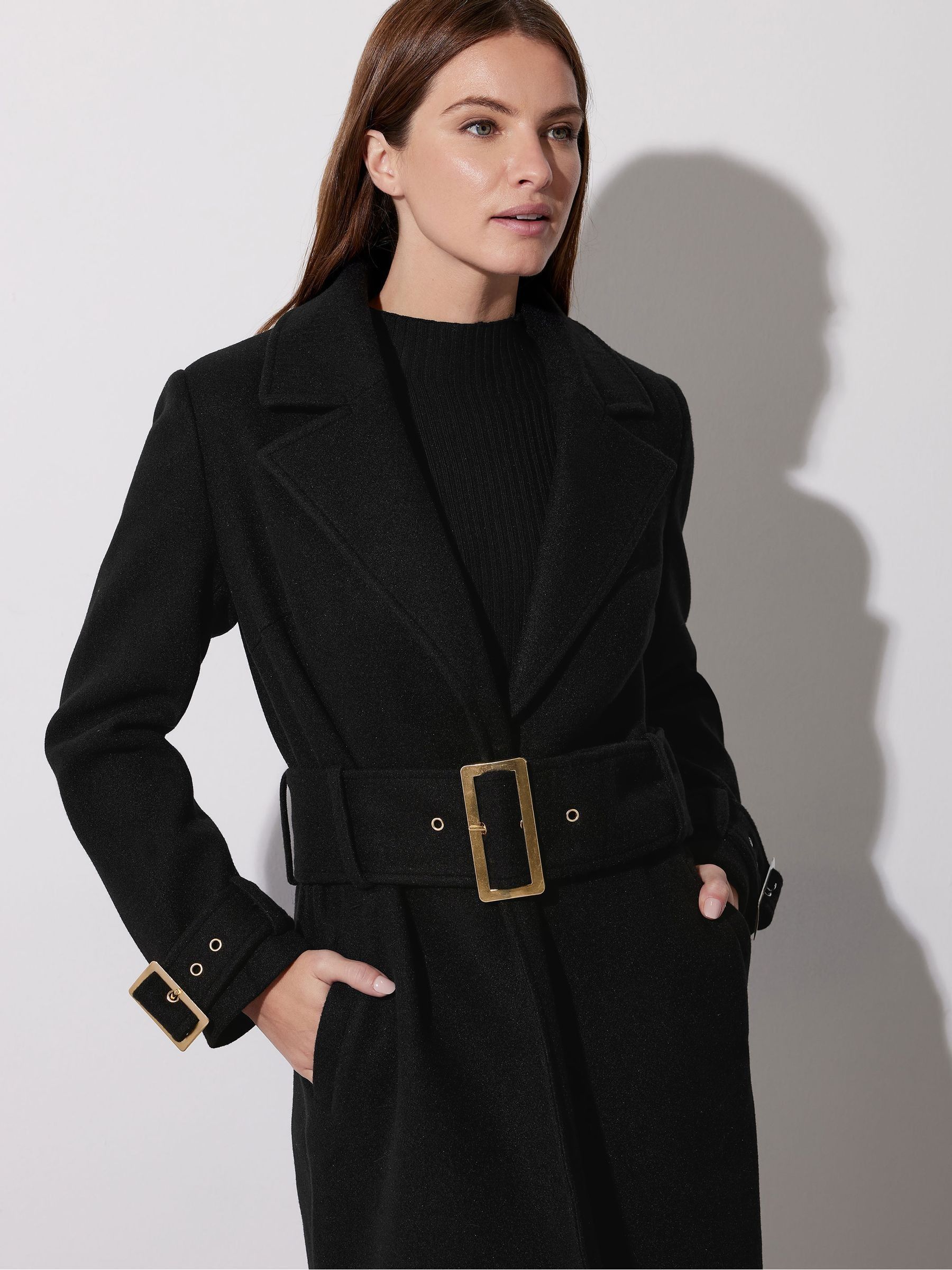 Star by Julien Macdonald lange jas met gespdetail en strik