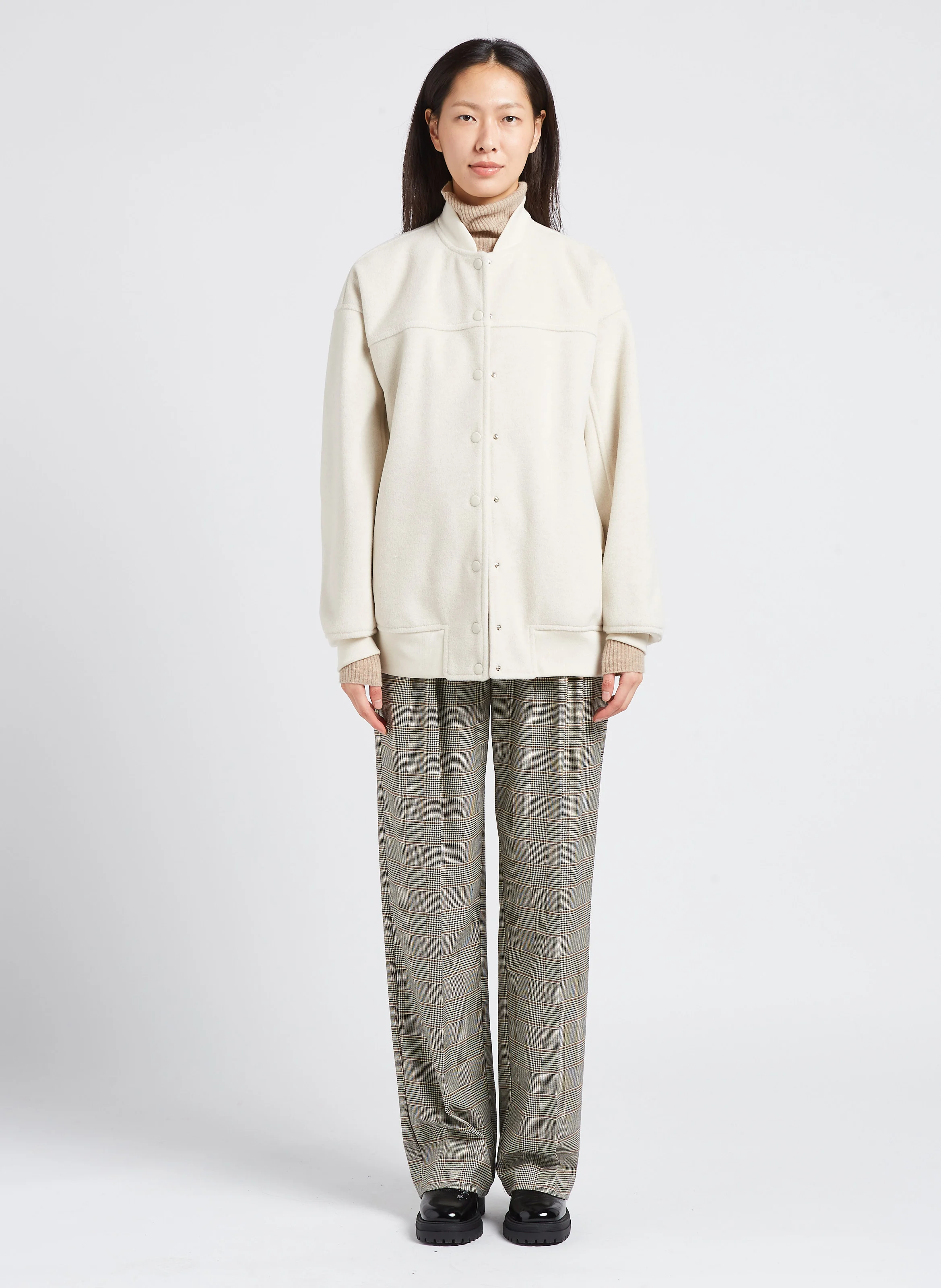 Pantalon forme palazzo à motif Prince de Galles avec ceinture | Marron