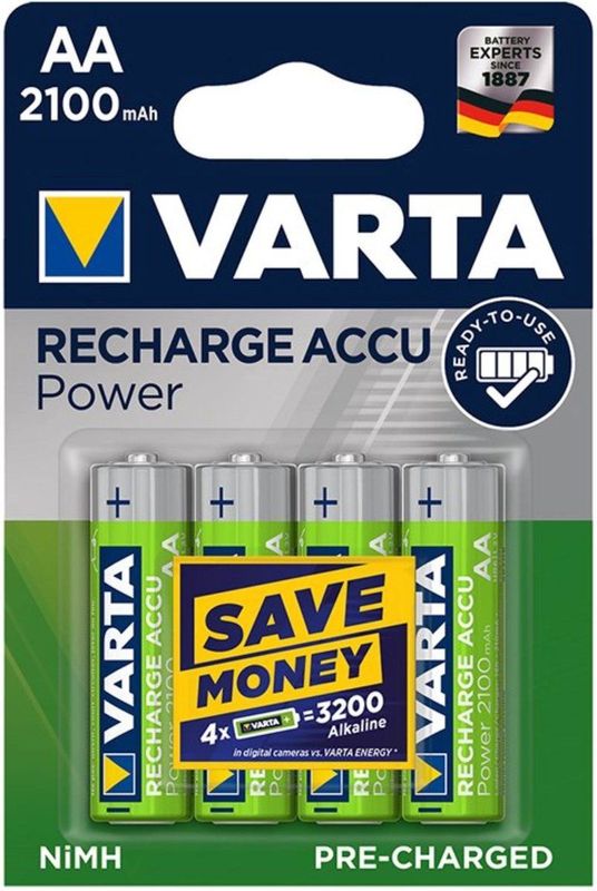 Varta - Recharge NiMH HR06/AA - Oplaadbare Batterijen - 2100 mAh - 4 Stuks