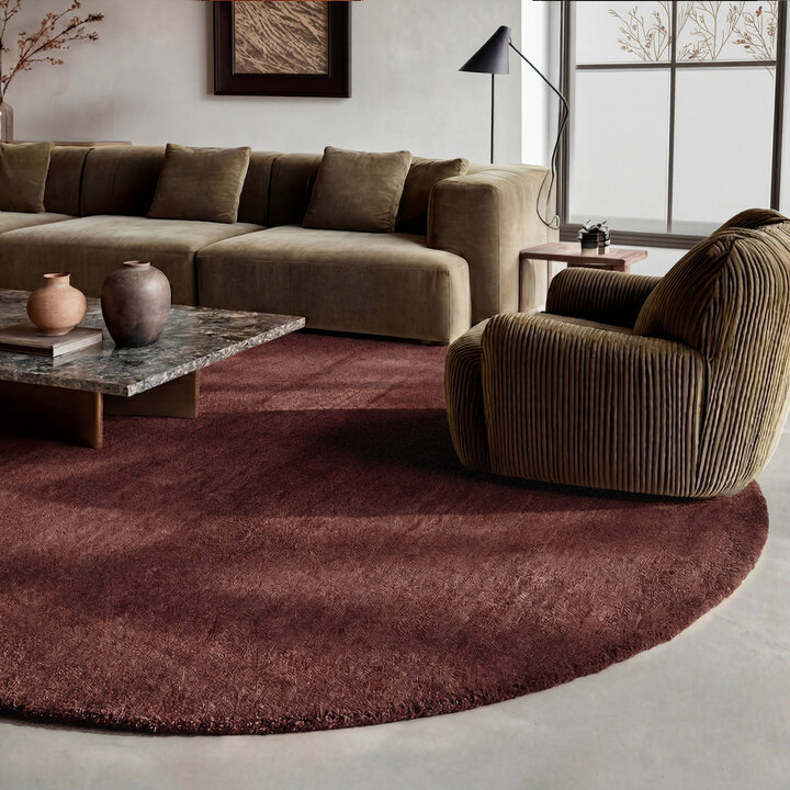 Rond wollen vloerkleed - Leone Rood