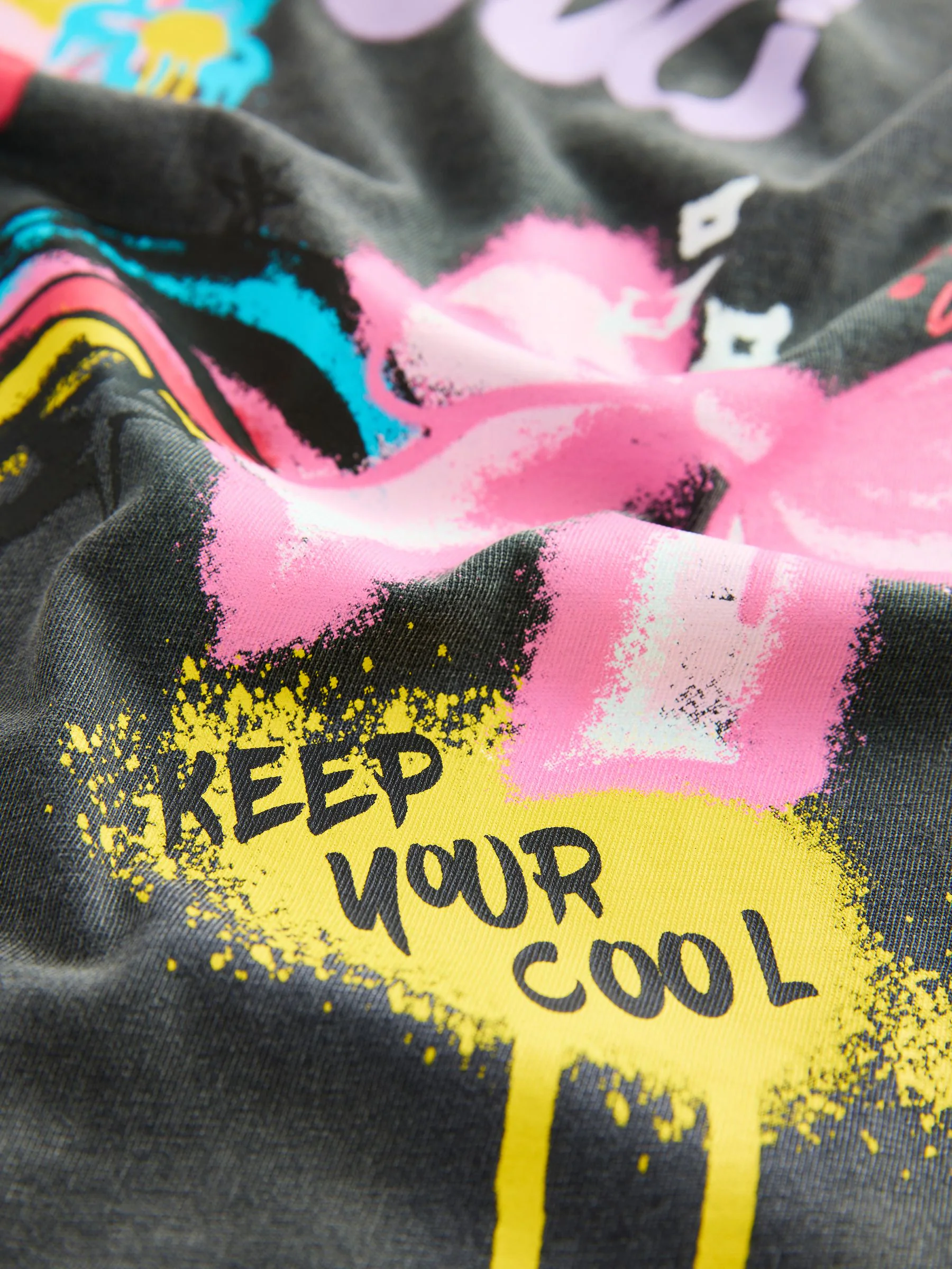 Antraciet graffiti - Oversized T-shirt met grafische print (3-16jr)