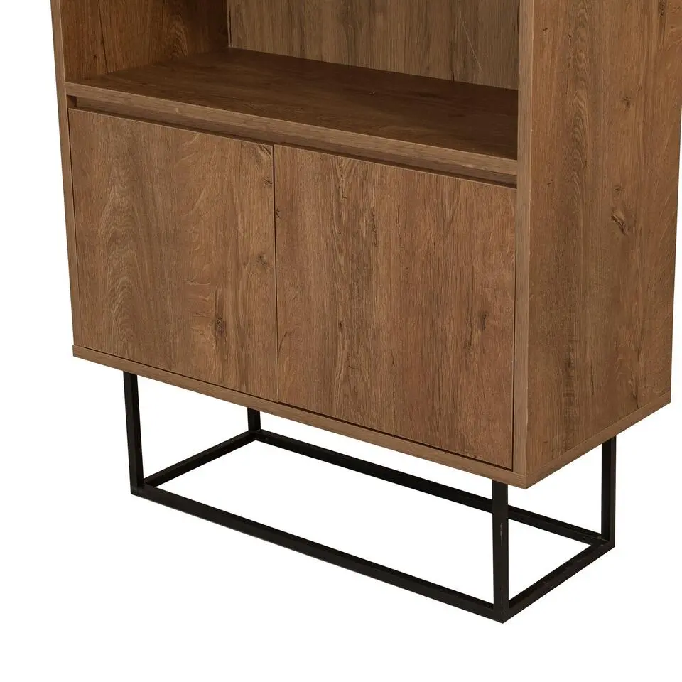 Boekenkast Walnoot Bruin Melamine - 80x36x182cm - Rea