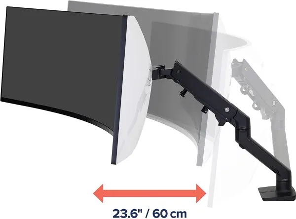 Ergotron HX - Monteringssæt (drejelig arm, klemme til montering på skrivebord, pakning til gennemføring, monterings-hardware, forlængerdel, HD-drejeled) - Constant Force Technology - for LCD-display/kurvet LCD-display - mat sort - skærmstørrelse: up