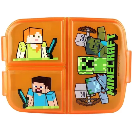 p:os Brotdose mit Minecraft Motiv, mit 3 Fächern, aus Kunststoff