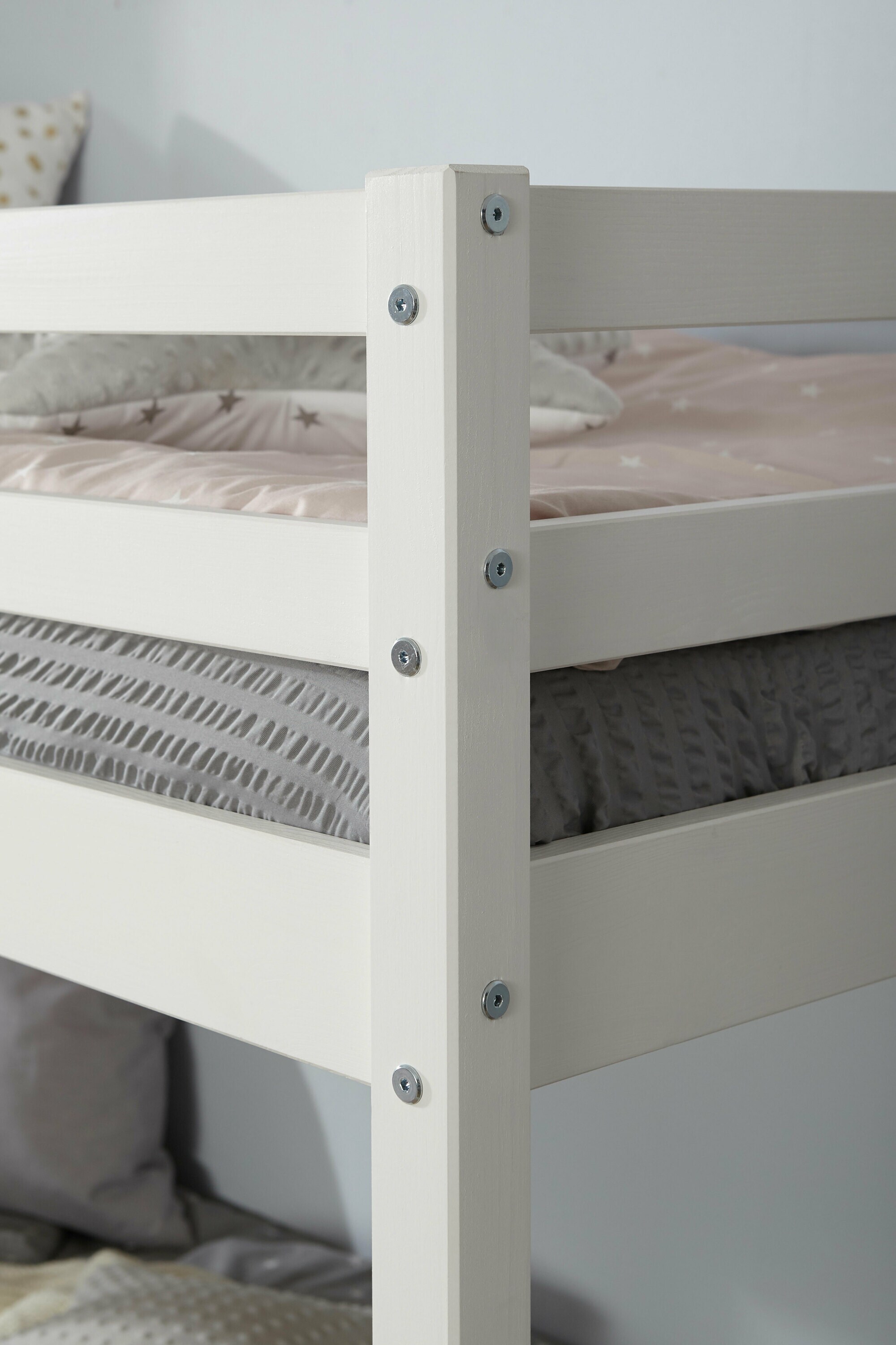TiCAA Etagenbett Finn Weiß mit 4er Funktionsschubkasten