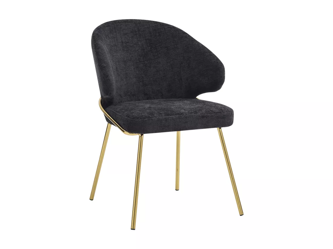Lot de 6 chaises en tissu et métal doré - Noir - LUXIVA de Pascal Morabito