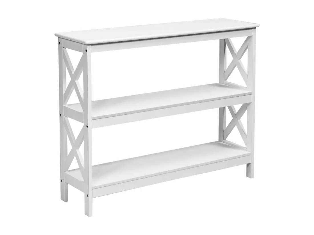 Table de Console à 2 Étagère 100 x 33 x 80 cm Bout de Canapé Style Industriel, Blanc