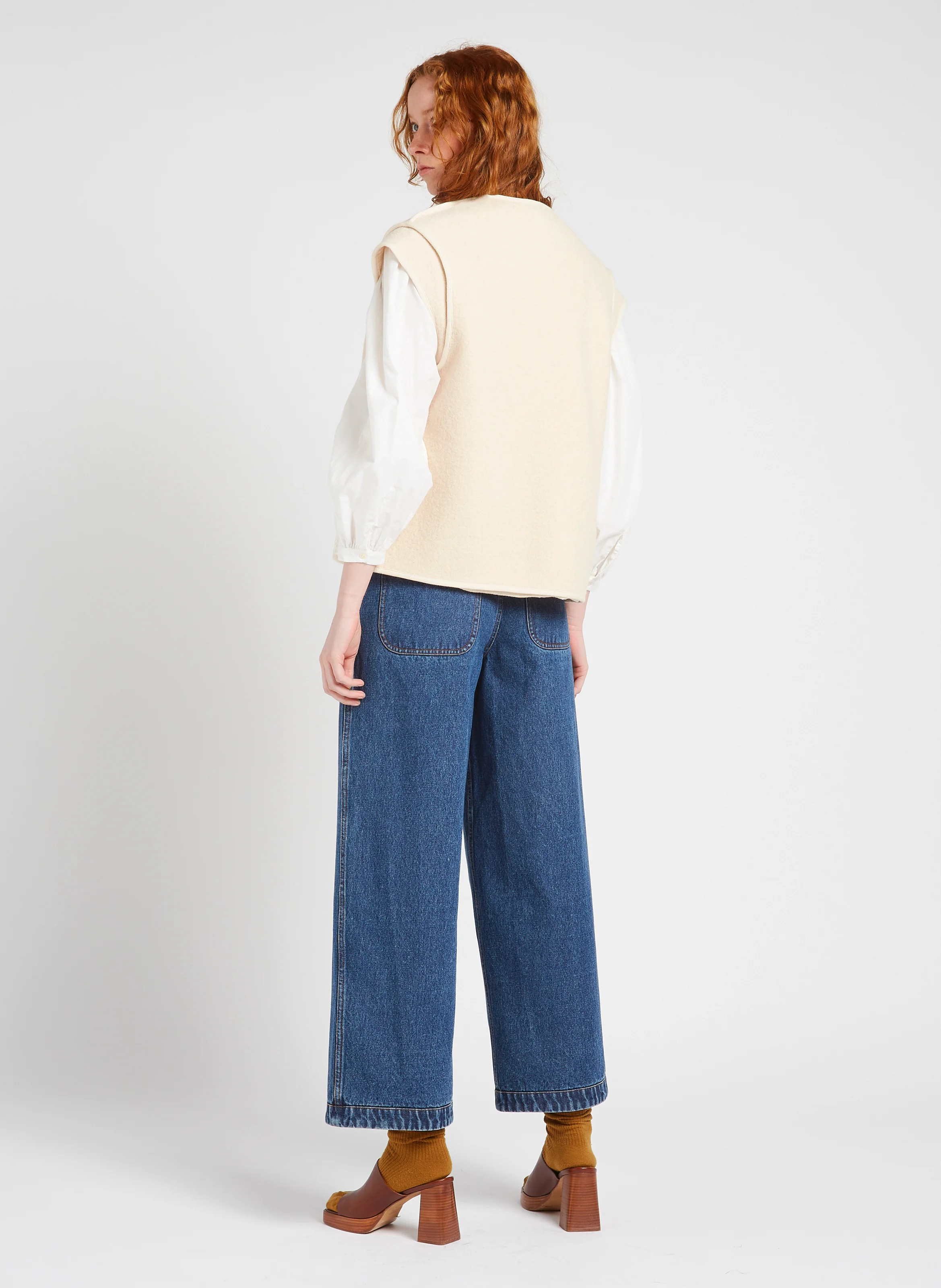 ANDREW - Veste brodée en laine | Beige