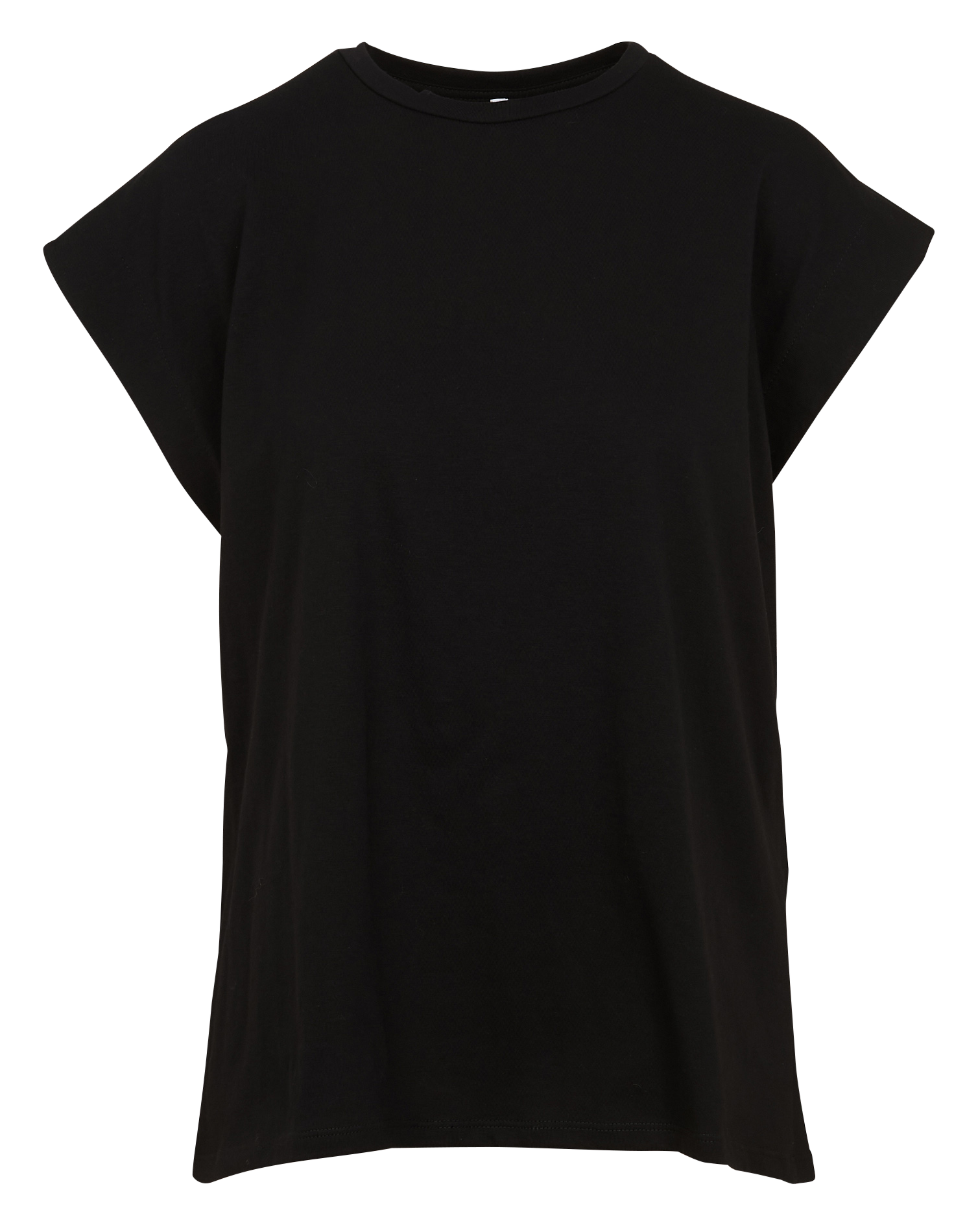 Tee-shirt droit col rond en coton | Noir