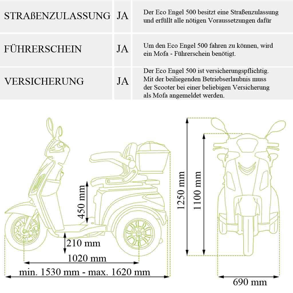 ECO ENGEL 500 Rot, 25 km/h, 1000 Watt Seniorenmobil Elektromobil Seniorenfahrzeuge