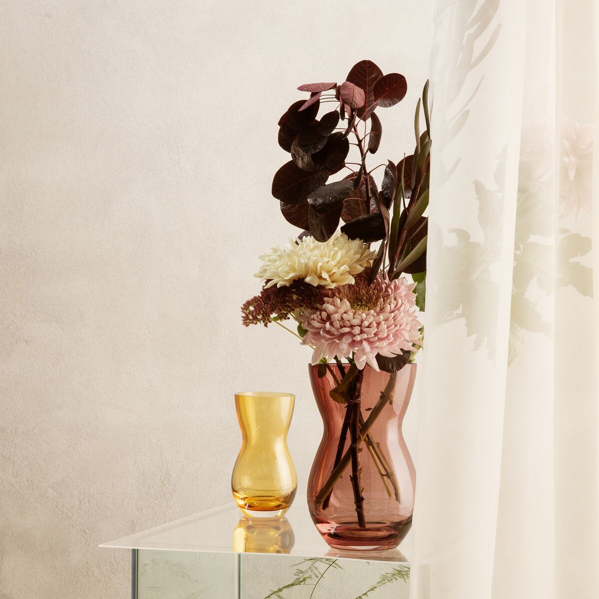 Calabas vase, 16 cm, amber