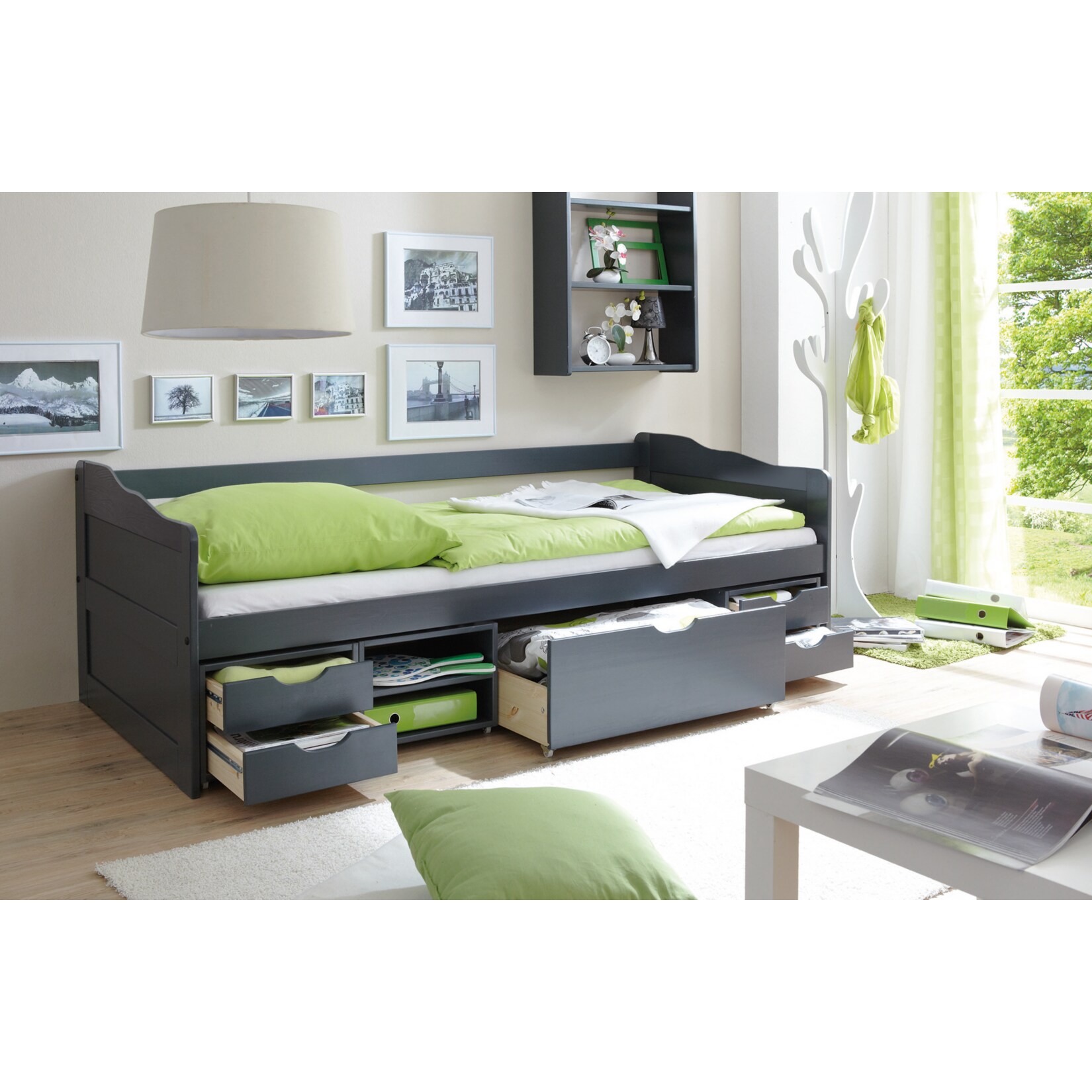 TiCAA Sofabett Funktionsbett Gästebett Marlies Kiefer Grau