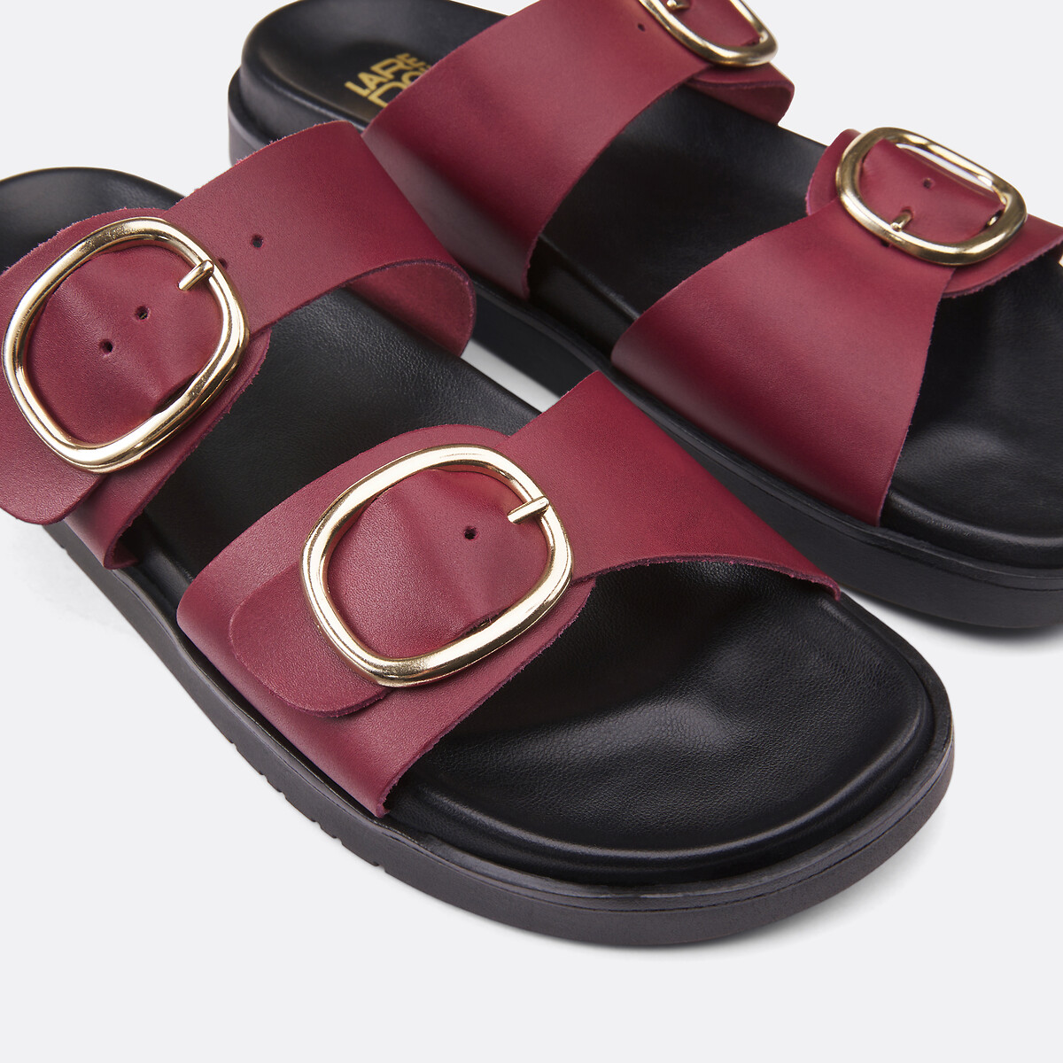 COLEÇÕES LA REDOUTE<br>Mules de couro com fivela dupla, modelo Signature SALOME