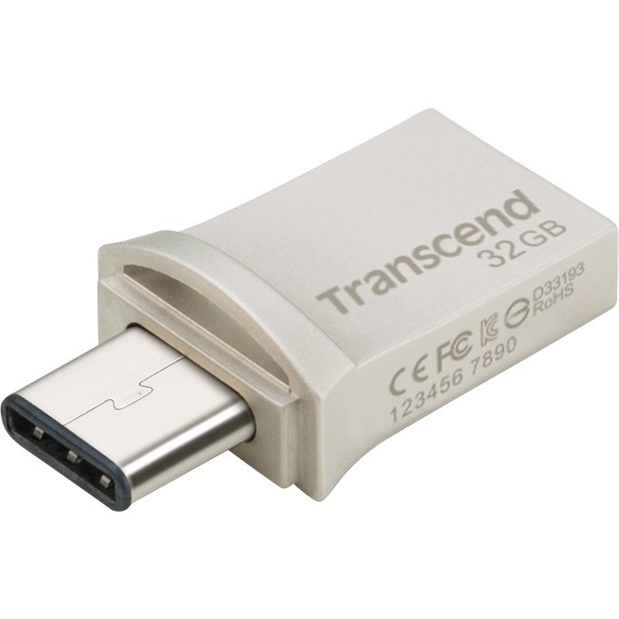 Transcend JetFlash 890 32GB lecteur USB flash 32 Go USB Type-A / USB Type-C 3.2 Gen 1 (3.1 Gen 1) Noir, Argent