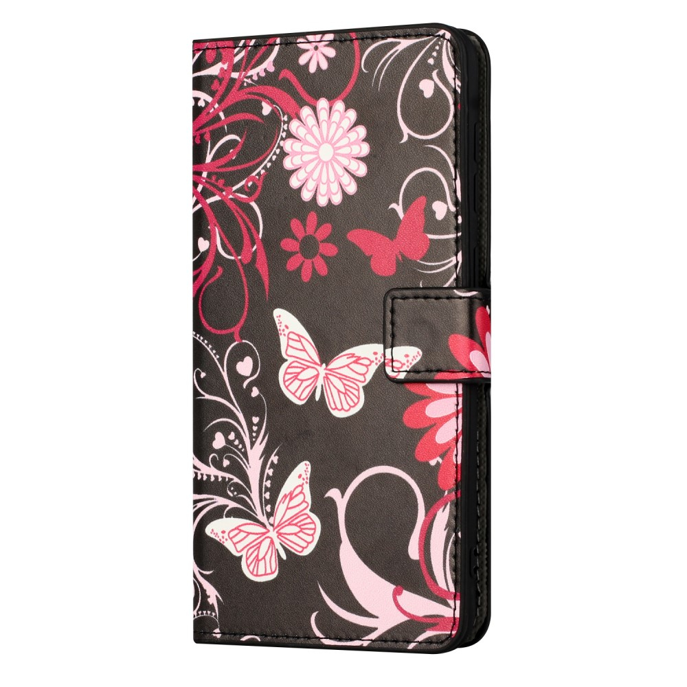 Samsung Galaxy A55 Leder Tasche - Blumen & Schmetterlinge