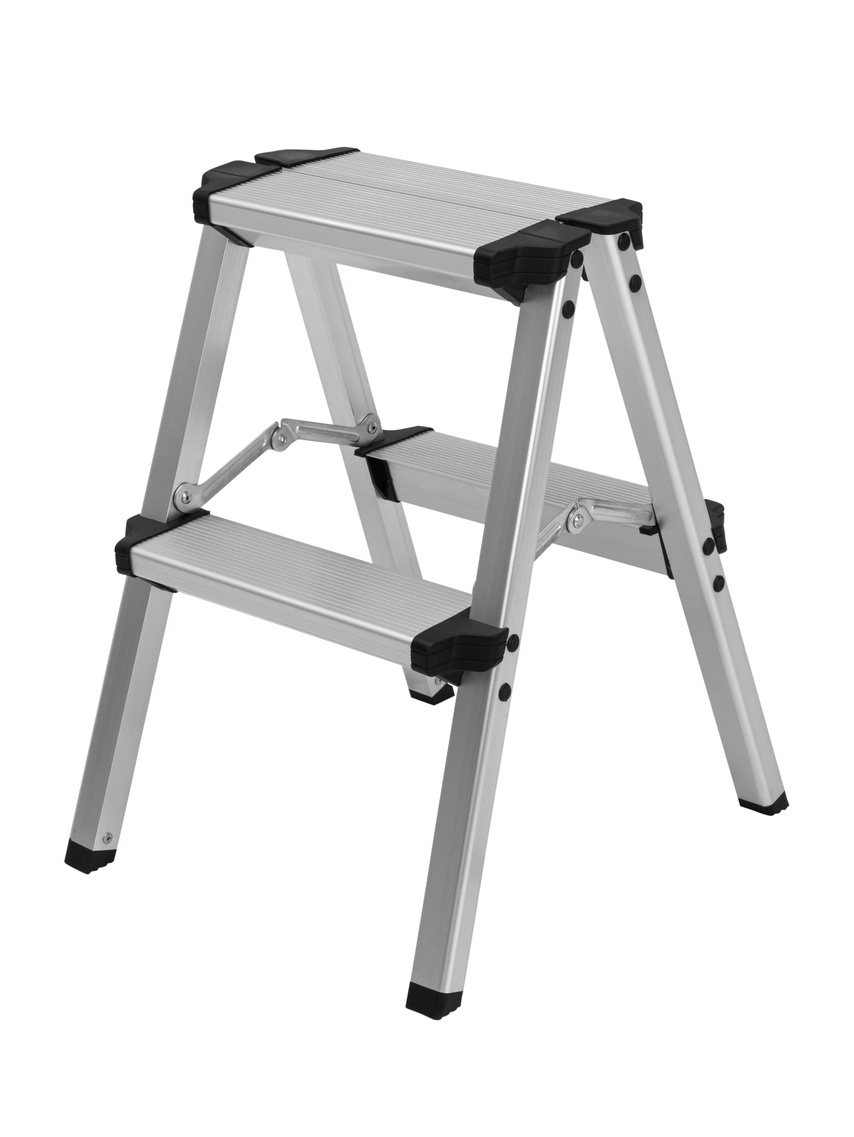 Craftfull Trittleiter CF-131A, 2-5 Stufen, Doppel-Klapptritt aus Aluminium, Anti-Rutsch, klappbar (2 x 2 Stufen)