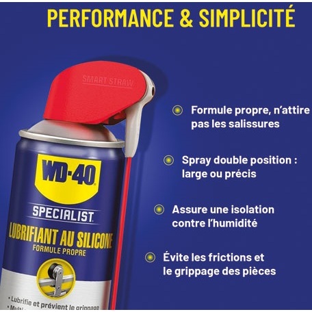 Bombe lubrifiant au silicone formule propre- Double spray - 250 mL