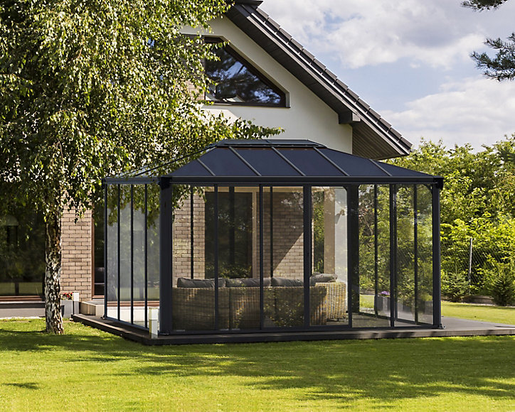 Tonnelle de jardin fermée Ledro 3x4.3m Gris