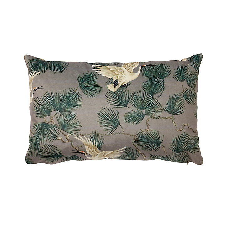 Coussin oiseaux asiatiques 50 x 30 cm GoodHome gris foncé