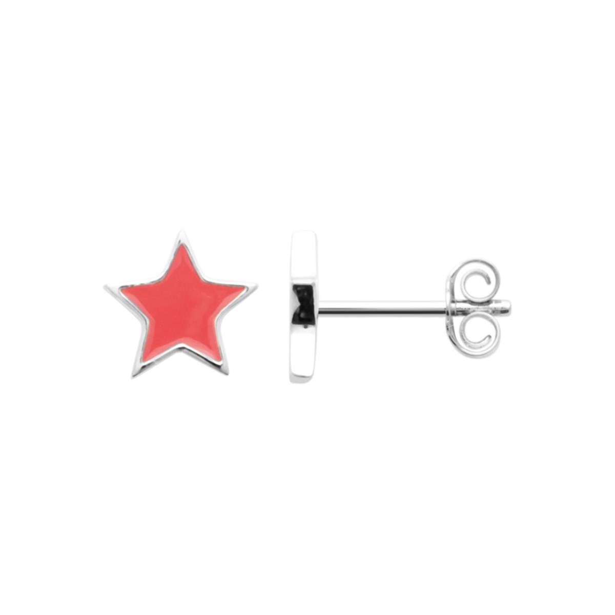 Boucles d'oreilles étoile émail coloré rose Argent 925 Rhodié