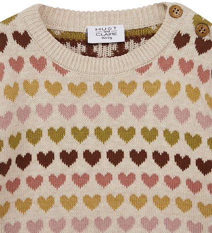 Hust and Claire Bluse - Strick - Pani - Wheat Melange m. Herzen