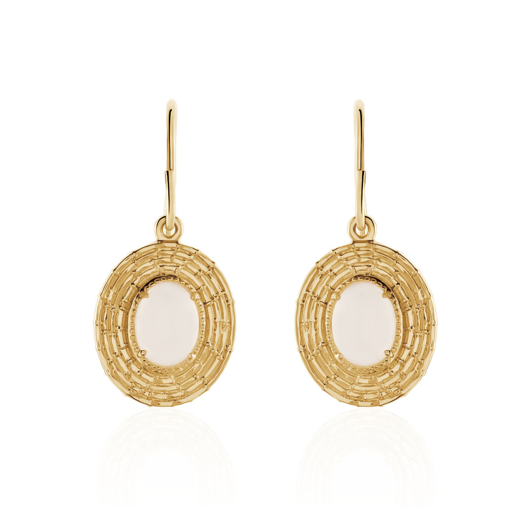 Boucles D'oreilles Pendantes Linna Plaqué Or Jaune Pierre De Lune