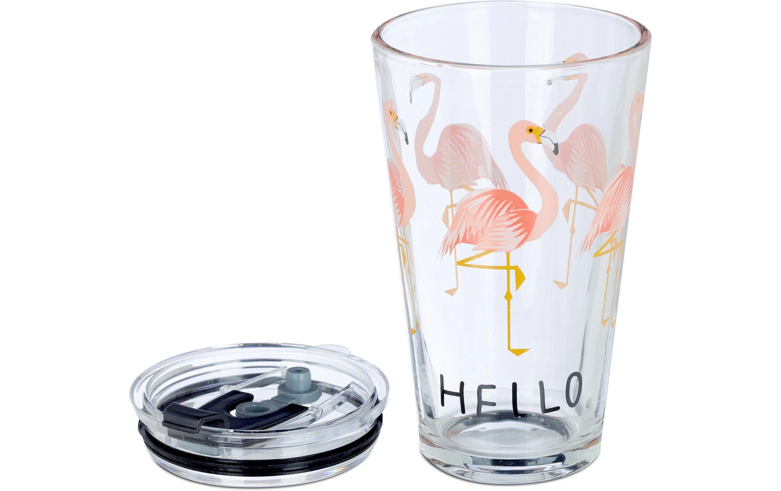 Trinkglas 4 Stück, 450 mlGlasbecher Flamingo