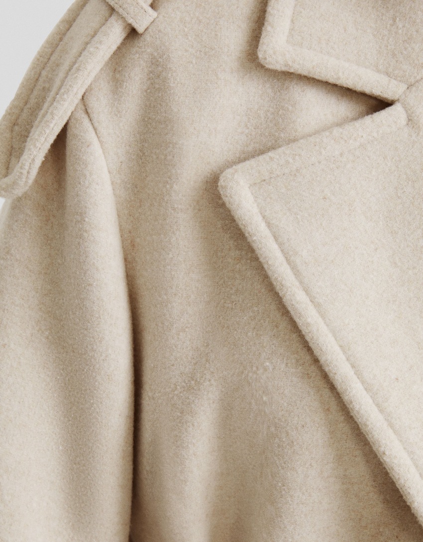 Trench coat em mistura de lã