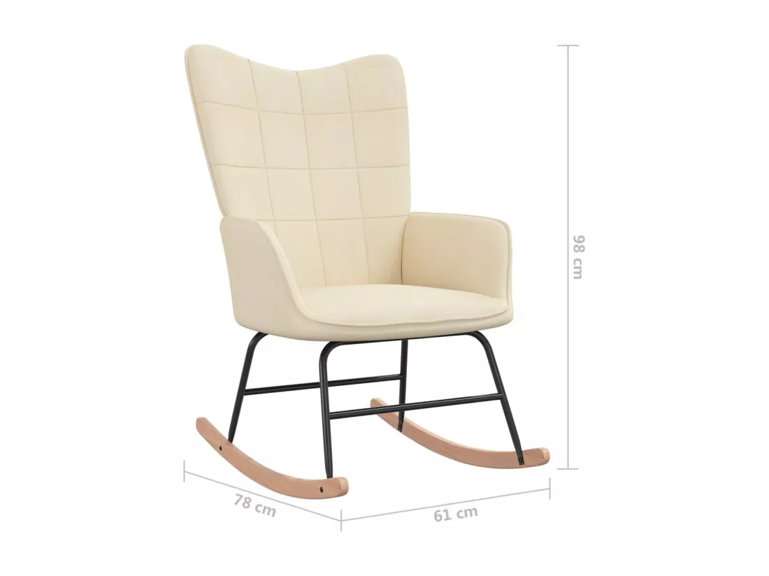 Chaise à bascule avec tabouret Crème Tissu