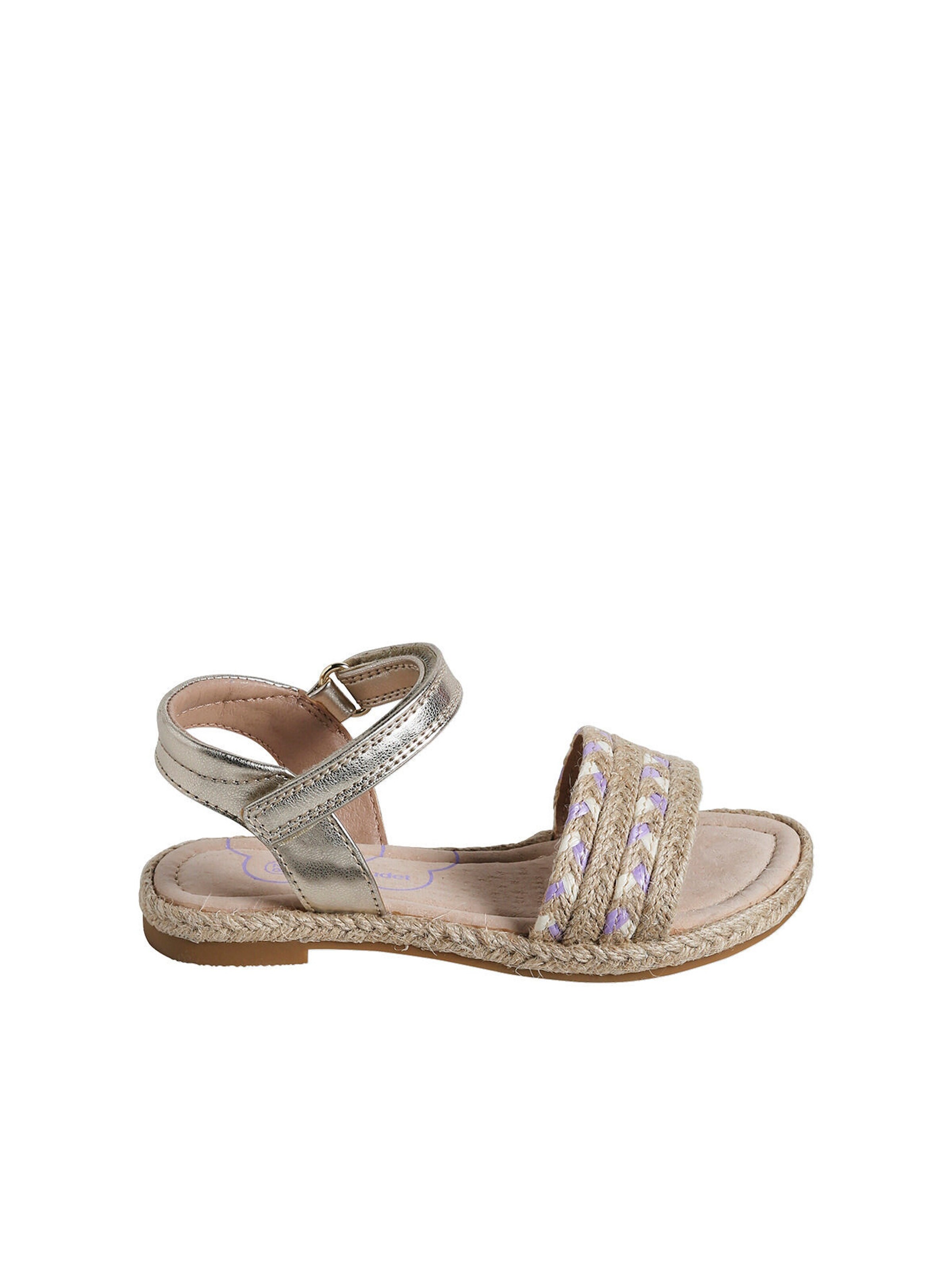 Vertbaudet Kinder Klett-Sandalen mit Anziehtrick beige bedruckt