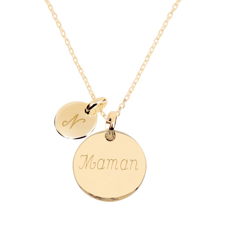 Collier médaille et mini médaille plaqué or 18 K