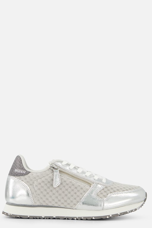 Woden Sneakers grijs Textiel