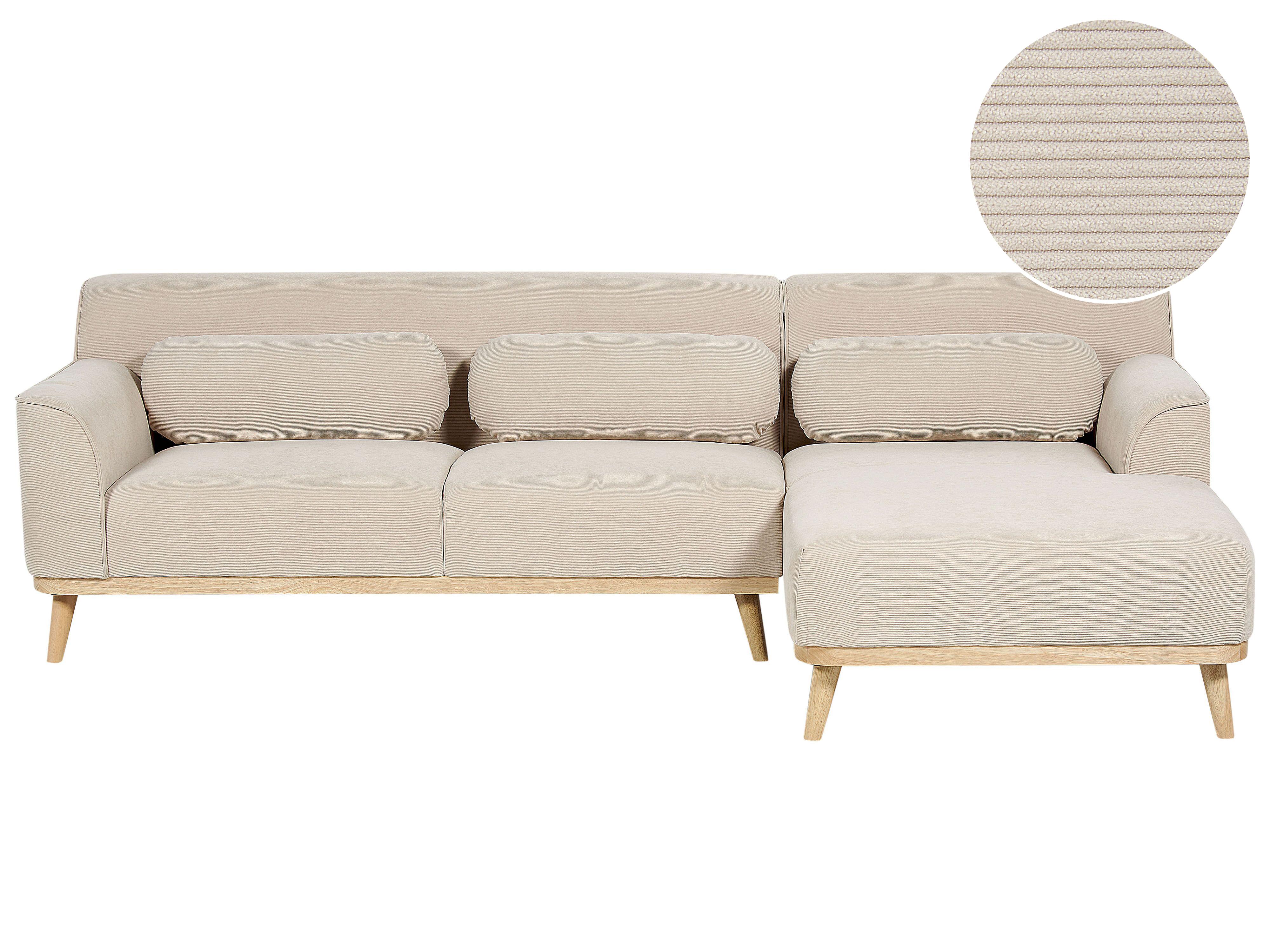 Hoekbank 3-zits SIMOS Corduroy Lichtbeige linkszijdig