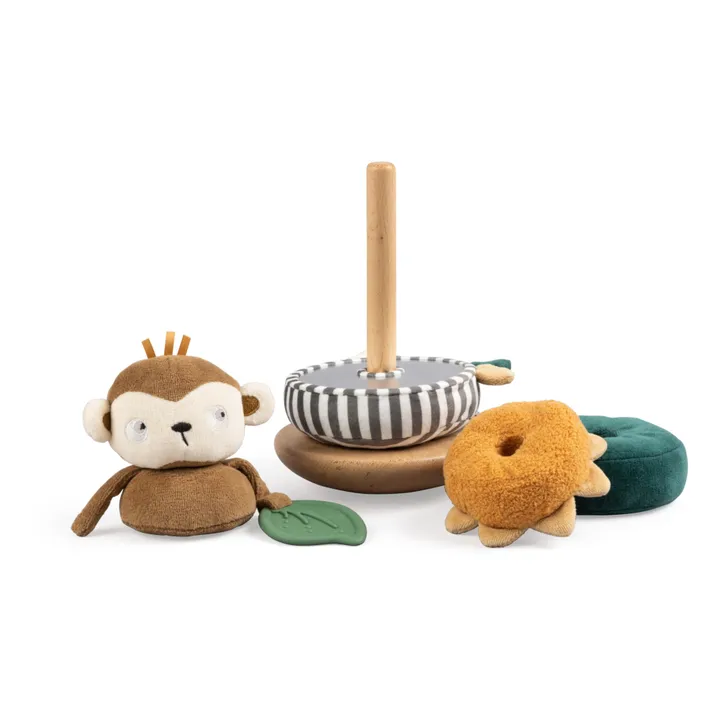 Sebra Singe à empiler doudou et bois