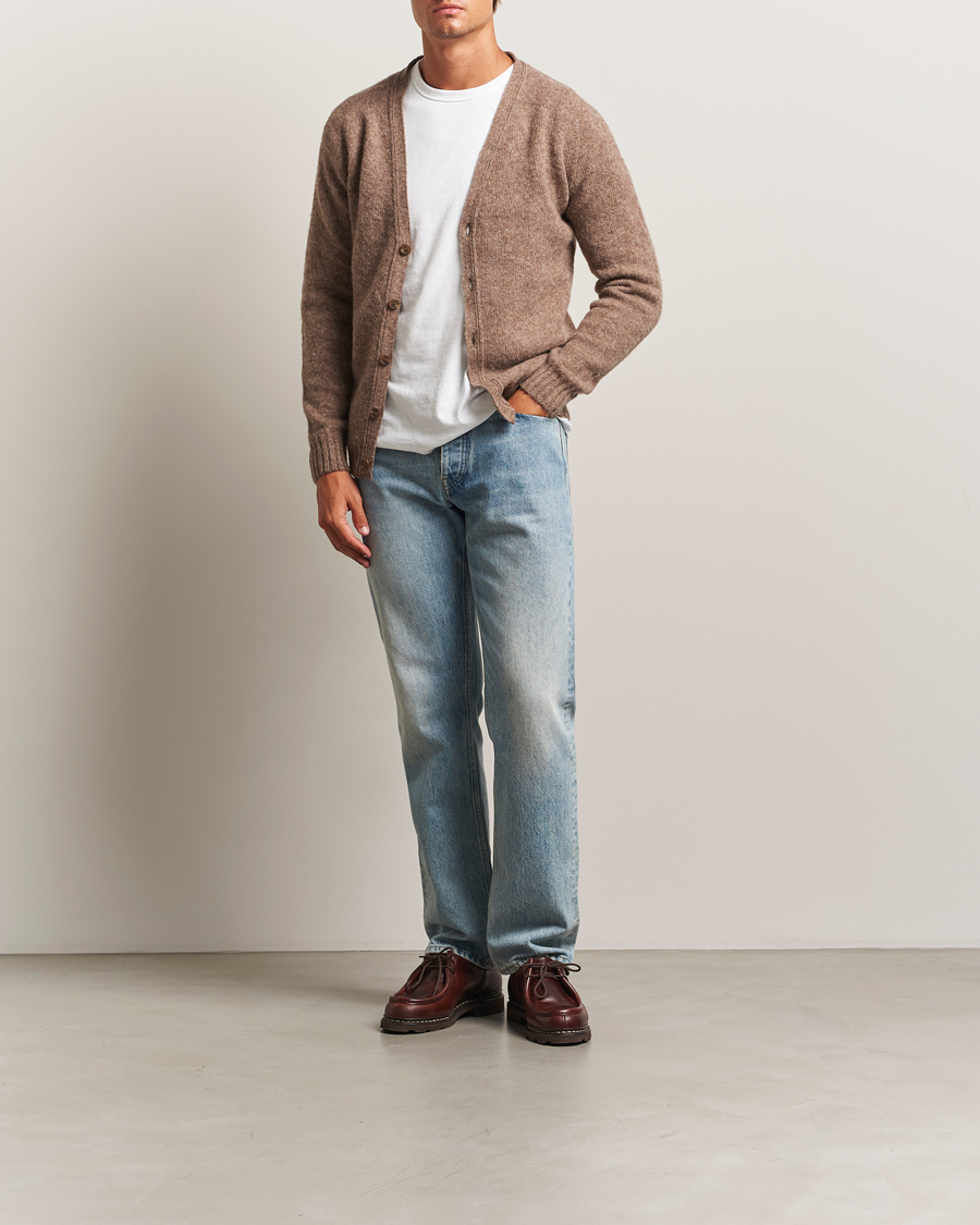 Harley Of Scotland Brushed Supersoft Lambswool Cardigan Tundra