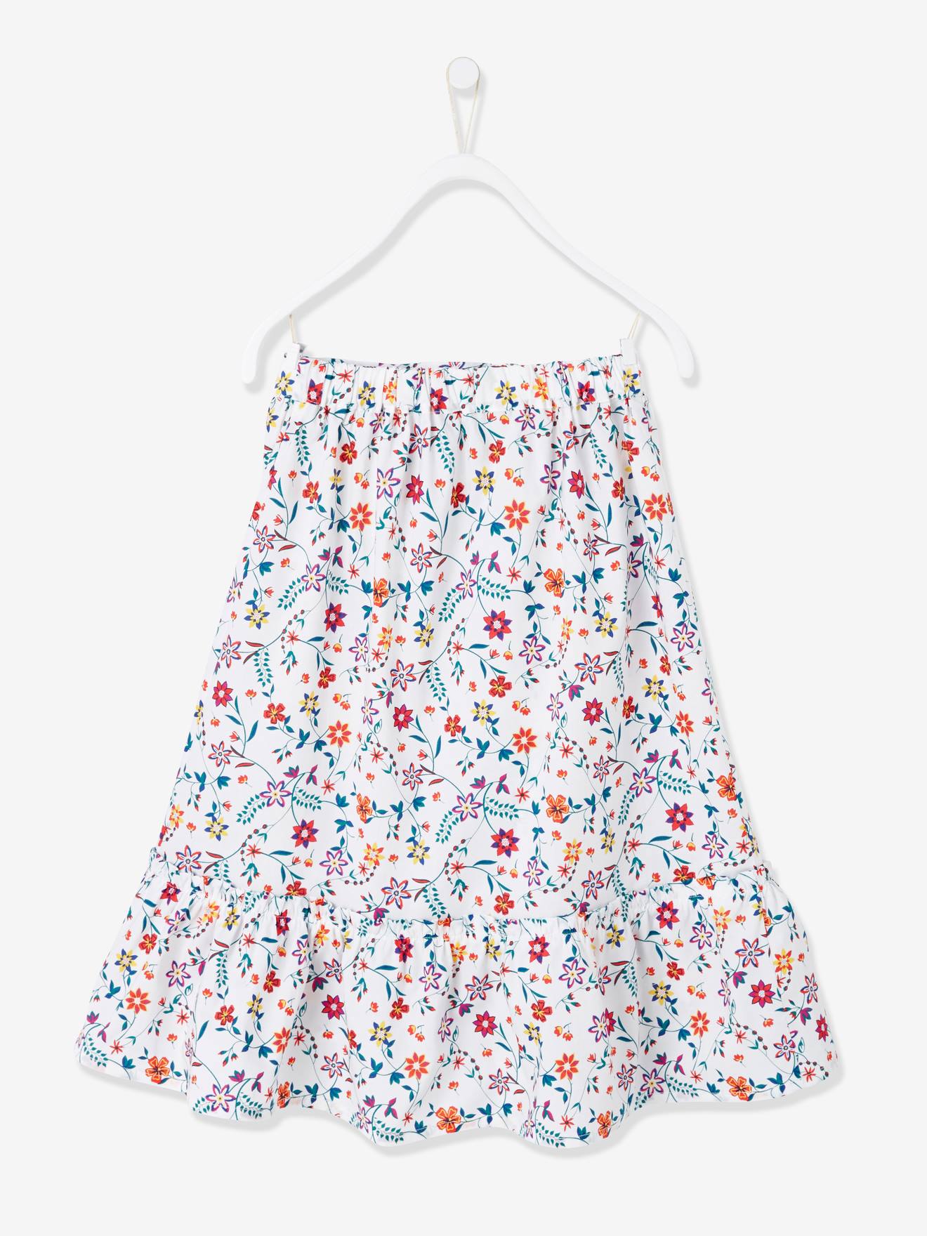 Saia longa para meninas, branca mesclada clara