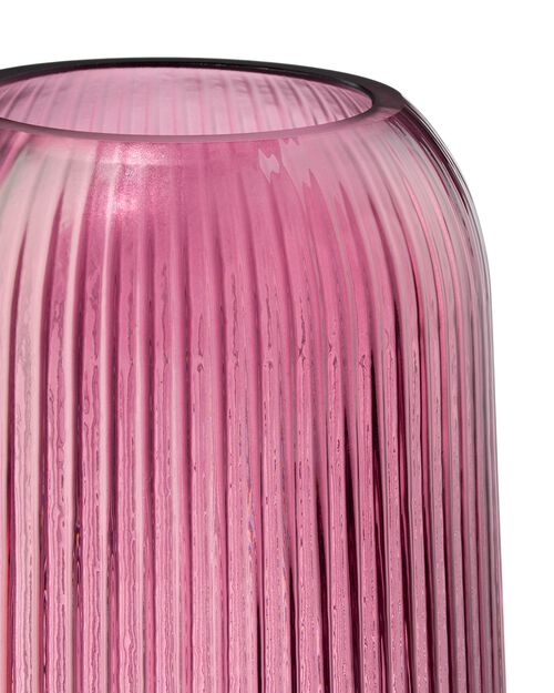 vase L verre nervuré rouge