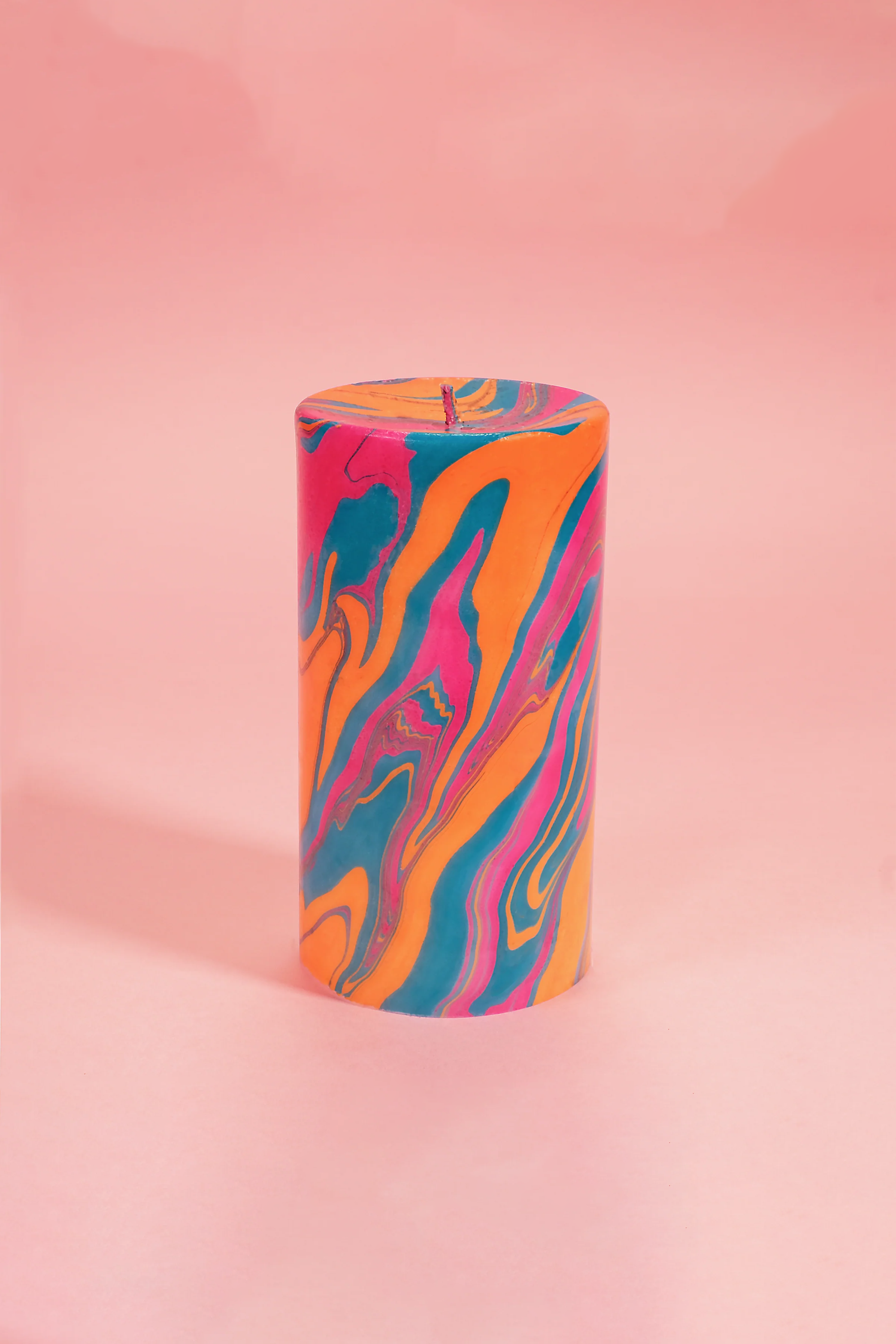 FLAMINGO CANDLES Bougie CALYPSO MARBLE PILLAR CANDLE Orange