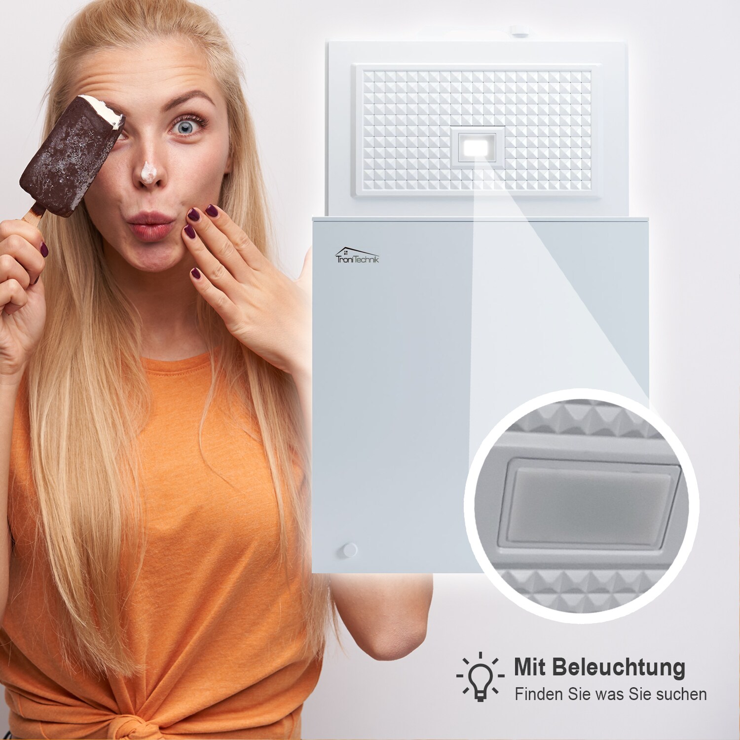 TroniTechnik® Gefriertruhe Kühltruhe BORGAR PRO mit 2in1 Gefrier- und Kühlfunktion | 160 Liter, 184kwh/Jahr, LED, Griff
